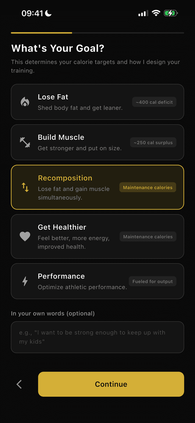 Set your fitness goal